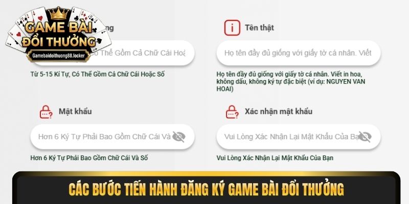 Các bước tiến hành đăng ký game bài đổi thưởng